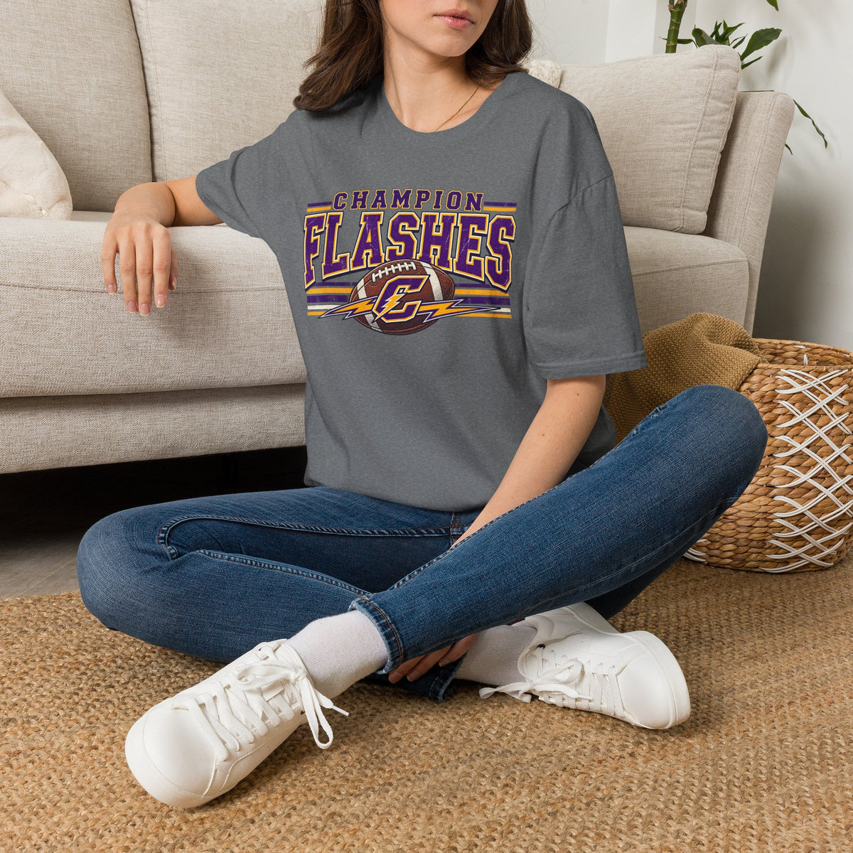 Champion Flashes football graphic T-Shirt | team logo sports tee