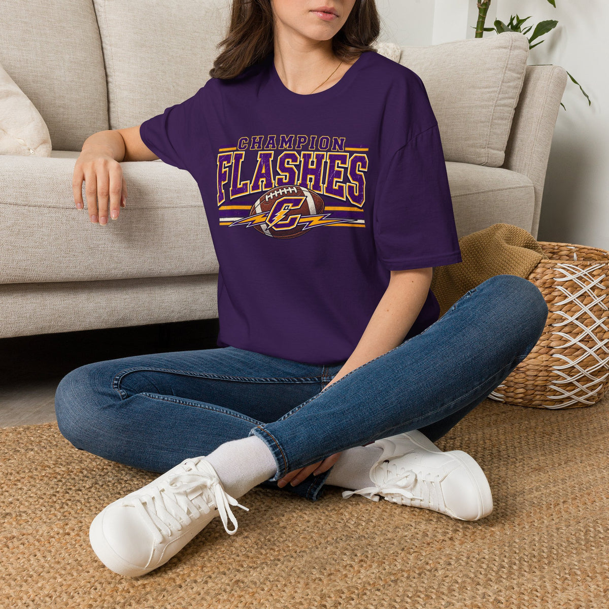 Champion Flashes football graphic T-Shirt | team logo sports tee