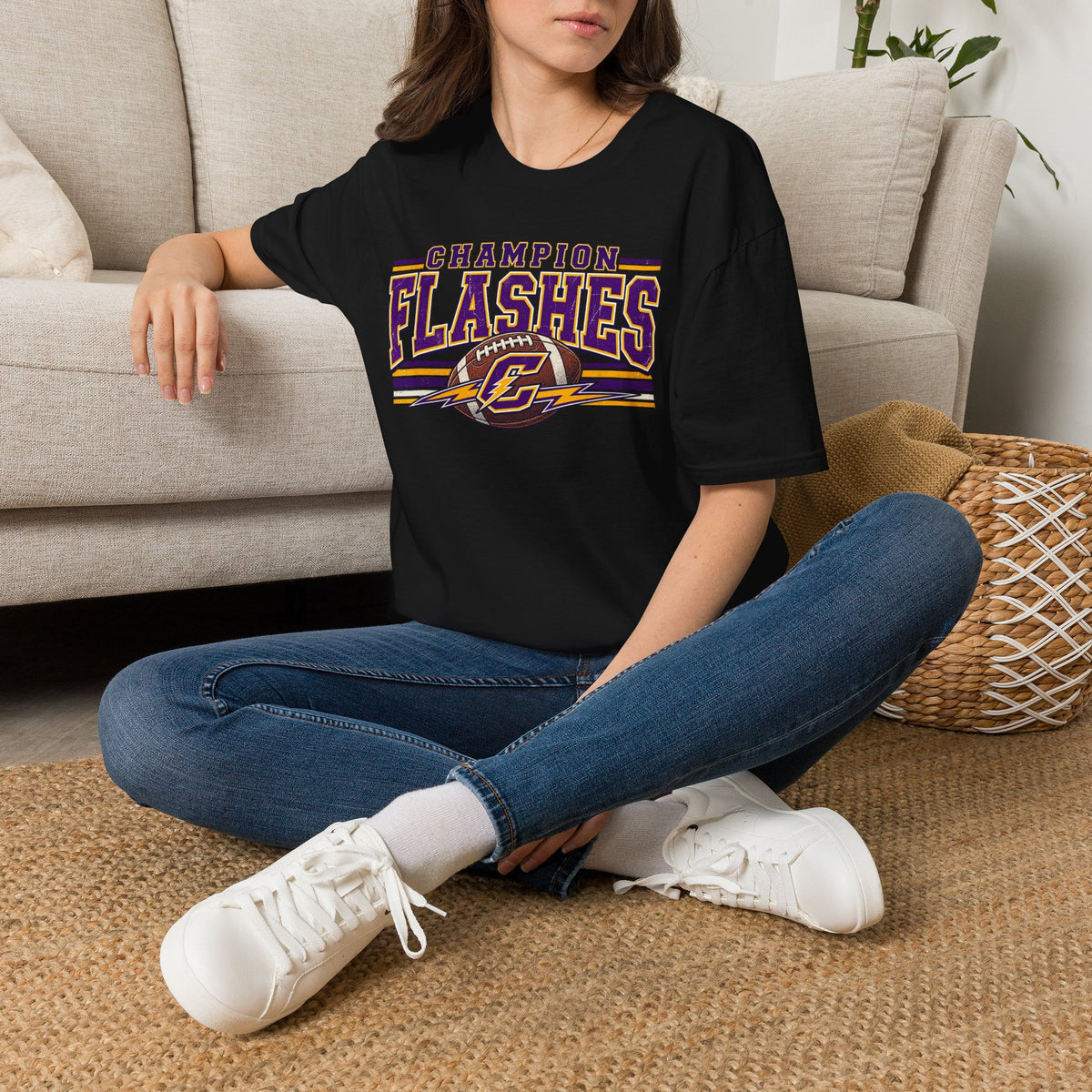 Champion Flashes football graphic T-Shirt | team logo sports tee